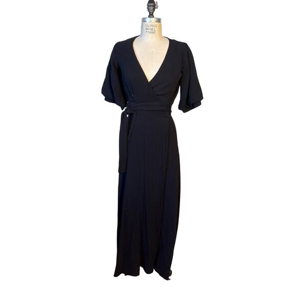 9 Seed Condesa Wrap Maxi Dress in Black Cotton Size Medium - Picture 4 of 9